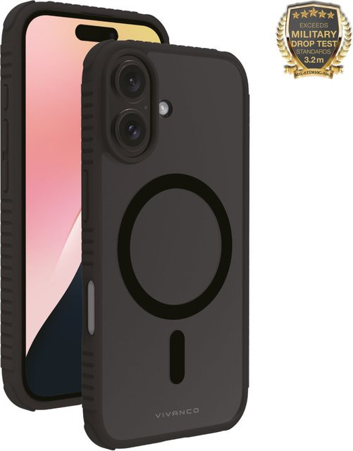 Vivanco Mag Solid Elite 360° Anti Shock Cover für iPhone 16 mit MagSafe Support in Schwarz und Transparent - Bild 1
