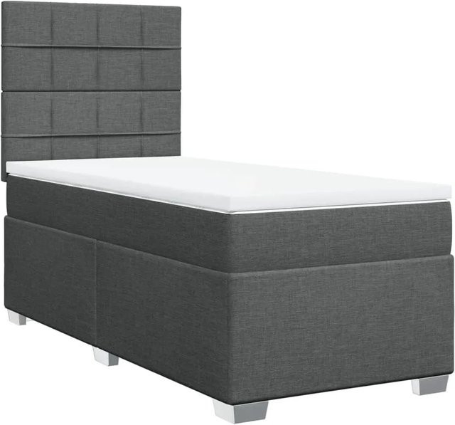 vidaXL Boxspringbett mit Matratze Hybrid Dunkelgrau B/T/H: 80 x 200 x 150,5 cm mit USB-Anschluss und Unterbettbeleuchtung - Bild 1