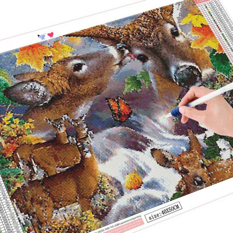 FIYO Diamond Painting Set Hirsch Motiv 5D Mozaik Bild mit Strass Dekoration, Mehrfarbig, B/H: 20 x 30 cm - Bild 1