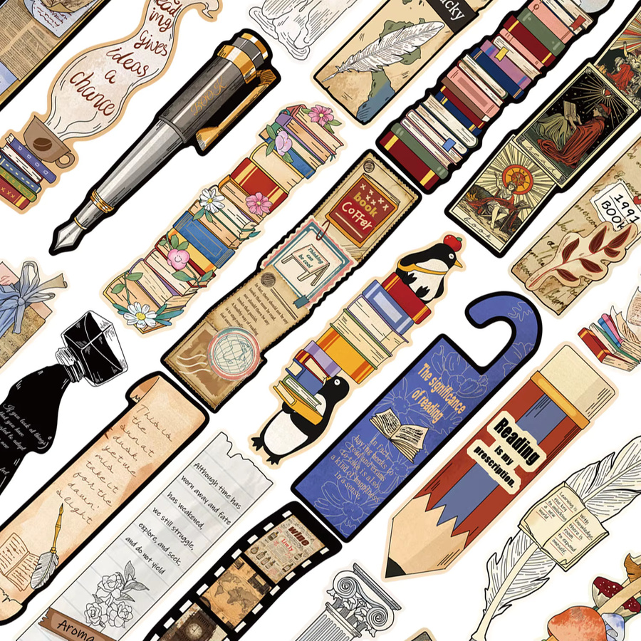 30 Stück Vintage-Lesezeichen aus Papier mit klassischen Texten in Multicolour für Studenten - Bild 2
