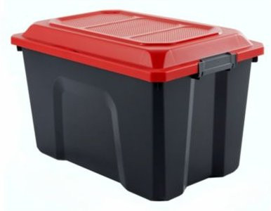 Paperflow Aufbewahrungsbox Locker, 60 L, stapelbar mit Deckel und Griffen, schwarz/rot, B: 38,5 cm, T: 58 cm, H: 36,5 cm - Bild 1