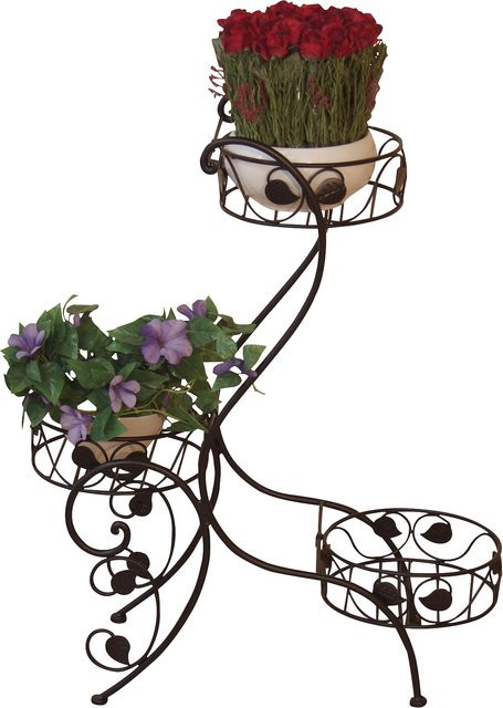 Blumenständer von Möbel direkt online mit Blätterverzierung aus Metall, freestanding - Bild 1