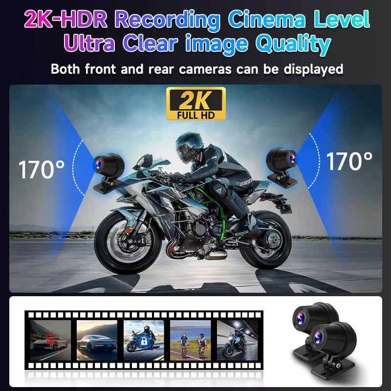 Srnubi Tragbares Motorrad GPS Navigationssystem mit 7 Zoll Bildschirm, Wasserdichter Android Auto und Wireless CarPlay Monitor in Schwarz mit Bluetooth und DVR - Bild 4