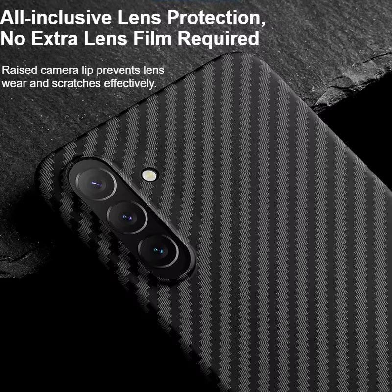 Premium Business Slim Case für Samsung S26 Ultra, S25, S24 Plus und S23 mit Carbonfaser-Muster in Schwarz, stoßfestes Gehäuse mit erhöhtem Linsenschutz - Bild 2