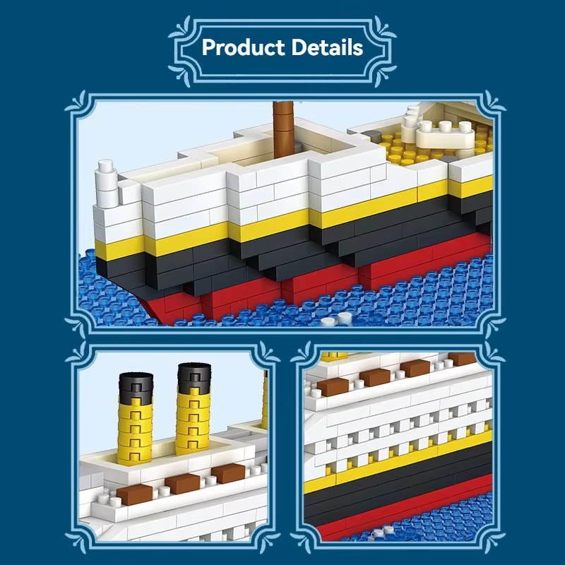 HUATEC Kreuzfahrtschiff Micro Bausteine DIY Titanic Modell Spielzeug in Mehrfarbig - Bild 2