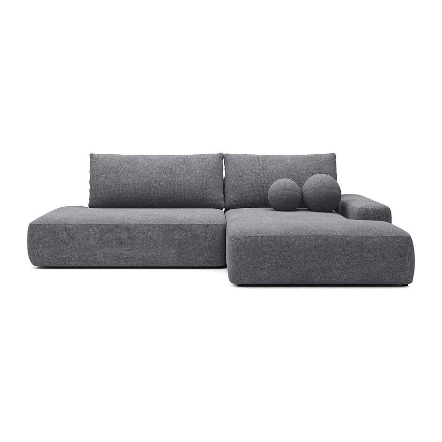 Vente-unique Schlafsofa Daviso in Grau mit L-Form und Schlaffunktion, Breite: 276 cm - Bild 2