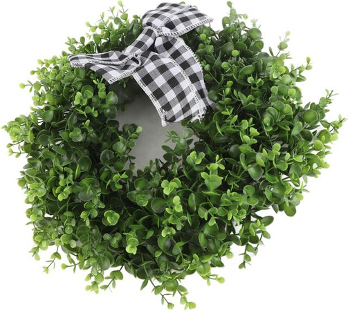 Tooarts Künstlicher Kranz in Grün und Schwarz, Simulierter Karobogen als Wandhänger für Frühlingsdekoration, Hochzeit oder Party