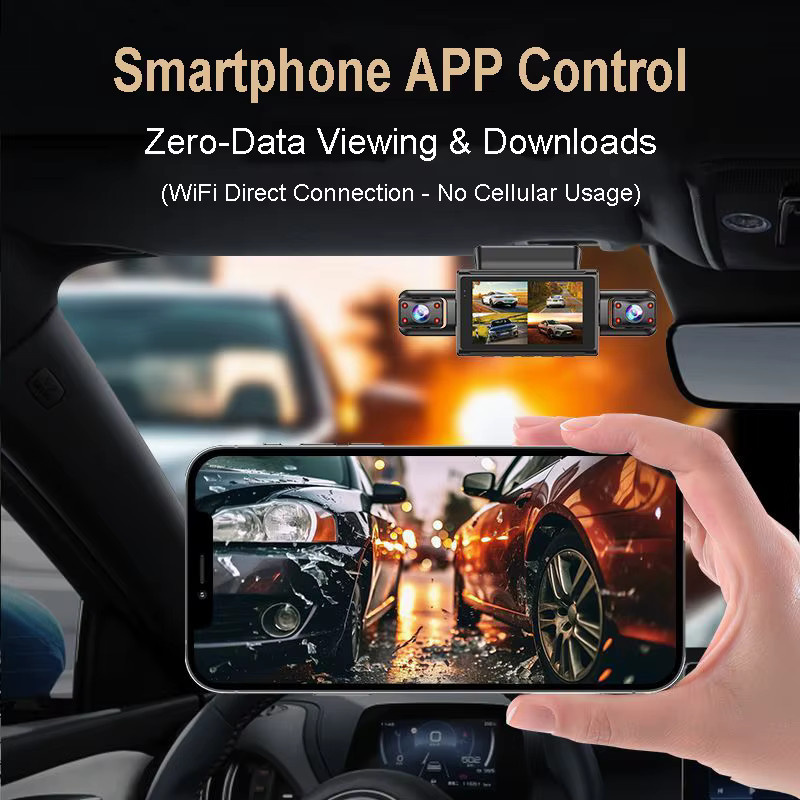 Onedo 4K 4CH Auto-DVR mit App, Stealth-Dashcam in Schwarz mit 24H Parkmodus, Nachtsicht und Bewegungserkennung - Bild 4