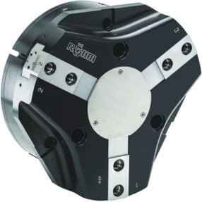 RÖHM Pneumatischer Zentrischgreifer RZP LKR220 in Schwarz aus Aluminium mit 3xM12 KH30 BH17 - Bild 1
