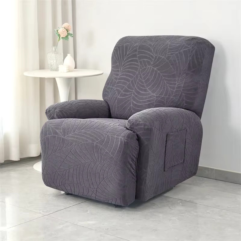 WANERQU Jacquard Sofa Schonbezug mit Blättermuster, Wasserabweisend und Elastisch, Grau - Bild 3