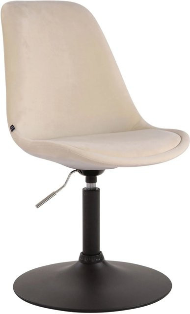 DELUKE Esszimmerstuhl KENIM in Samt Creme und Schwarz mit 360 Grad Drehsitz, B/T/H: 48 x 57 x 76 cm - Bild 1