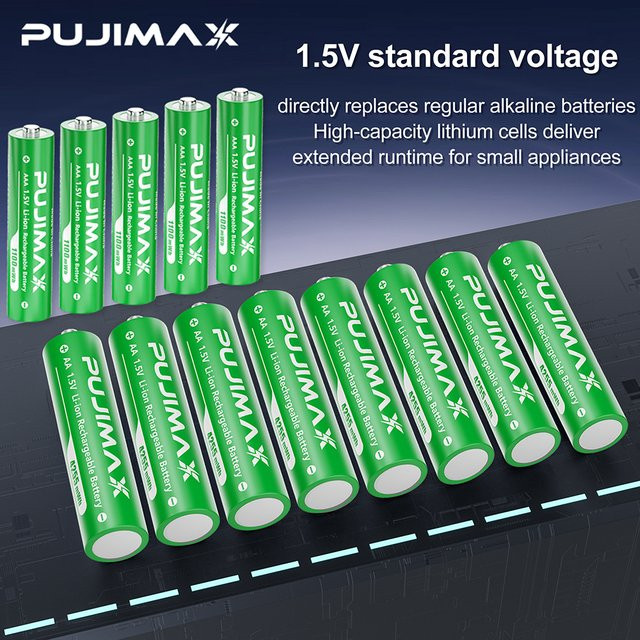 PUJIMAX Lithium-Ionen-Akkus Set in Grün mit hoher Kapazität: AA 1,5V 4255mWh und AAA 1100mWh für Fernbedienungen, Mäuse und Spielzeuge - Bild 1