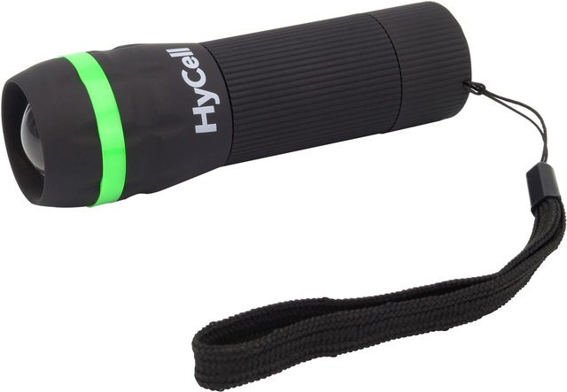 HyCell Zoom-Flashlight 1W-LED Taschenlampe in Schwarz und Grün - Bild 1