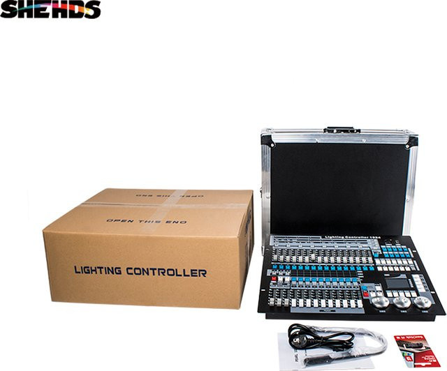 SHEHDS DMX-Konsole mit 1024 Kanälen und Flightcase in Schwarz für professionelle Bühnenlichtsteuerung - Bild 1