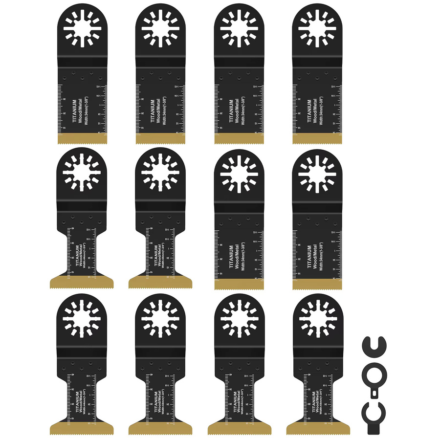 Hands DIY 12-teiliges Multitool-Sägeblatt-Set aus Titan und Bimetall, Mehrzweck-Oszillierende Sägeblätter für verschiedene Schneidarbeiten, 1,34/1,73 Zoll - Bild 5