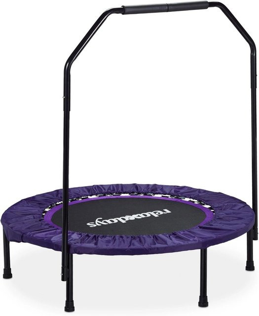 Relaxdays Klappbares Trampolin mit Haltestange aus Stahl und Kunststoff in Lila, Durchmesser: 102 cm, Höhe: 26 cm - Bild 1