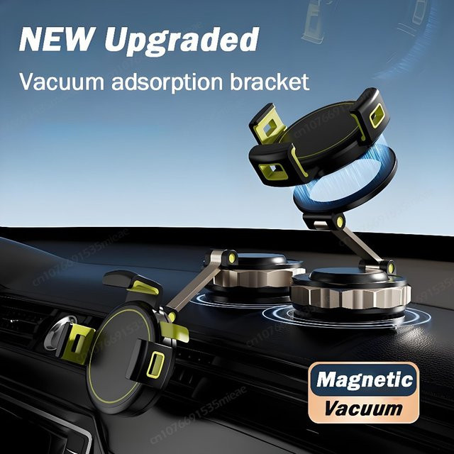 Universal 360 Grad einstellbare Vakuumsauger-Magnethalterung für das Auto in Schwarz, faltbare GPS-Halterung für iPhone, Samsung und Huawei - Bild 1