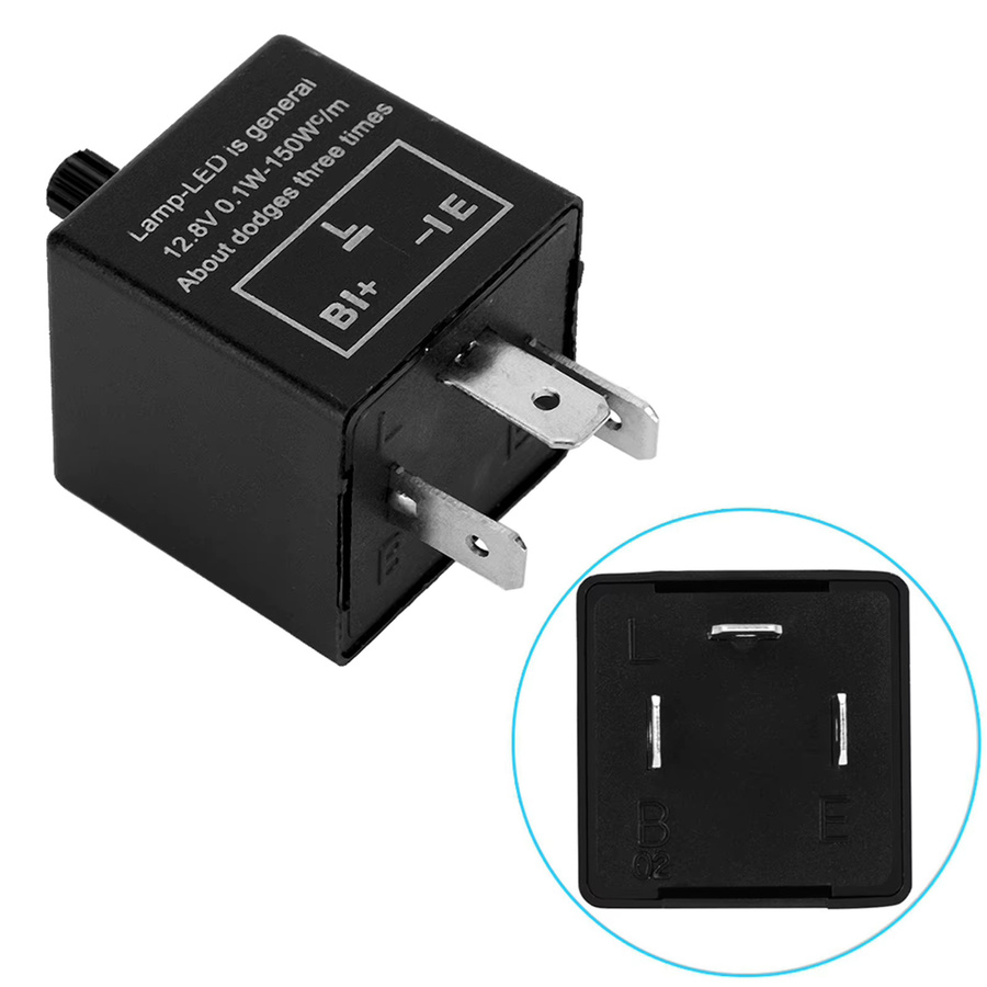 DOACT Einstellbares 12 V 3 Pin LED Blinkrelais in Schwarz für Blinkeranzeigen - Bild 2