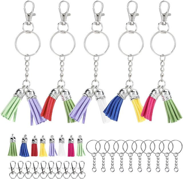 GoolRC Schlüsselanhänger Quasten Set, Zinklegierung, Unisex, weiß - Bild 1