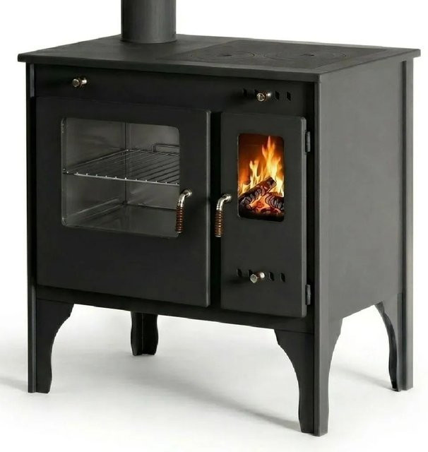 Prometey LTD Holzherd R ECO INOX in Silber mit Edelstahlbackofen und linker Version, B/T/H: 76,0 x 81,0 x 46,0 cm - Bild 1