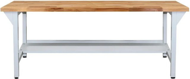 PROREGAL Werkbank Giant Rhino Plus in Lichtgrau mit massiver Buche Arbeitsplatte H x B x T: 85 x 200 x 75 cm - Bild 1