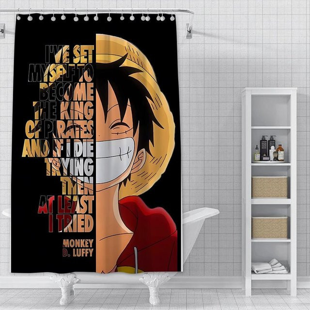 Wasserfester Duschvorhang mit Anime-Motiv L-Luffy von Baifenbai Home Furnishing, bunt, Polyester, B/H: 180 x 240 cm - Bild 1