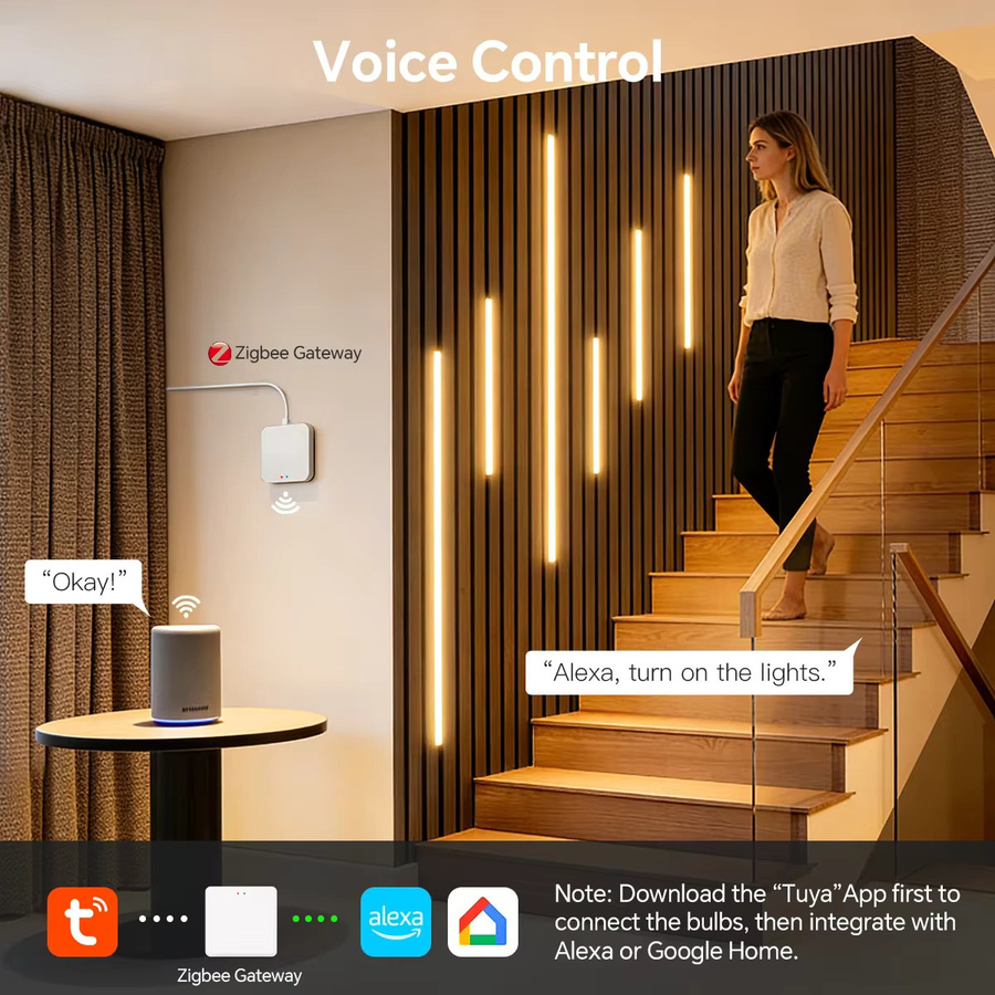 AIMENGTE Zigbee Neon COB LED-Kit, flexibler weißer Silikonstreifen, wasserdicht, kompatibel mit Amazon Alexa und Google Assistant - Bild 2