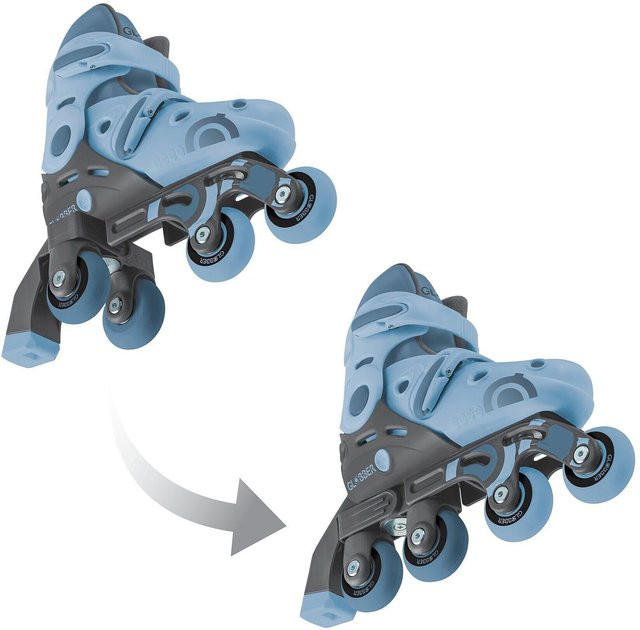 Globber Learning Skates 2in1, Inline- und Quad-Skates, verstellbar, Gr. 30-33, blau - Bild 1