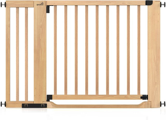 Geuther Türschutzgitter Easylock mit Flatstep aus Holz in Braun, erweiterbar und ohne Bohren - Bild 1