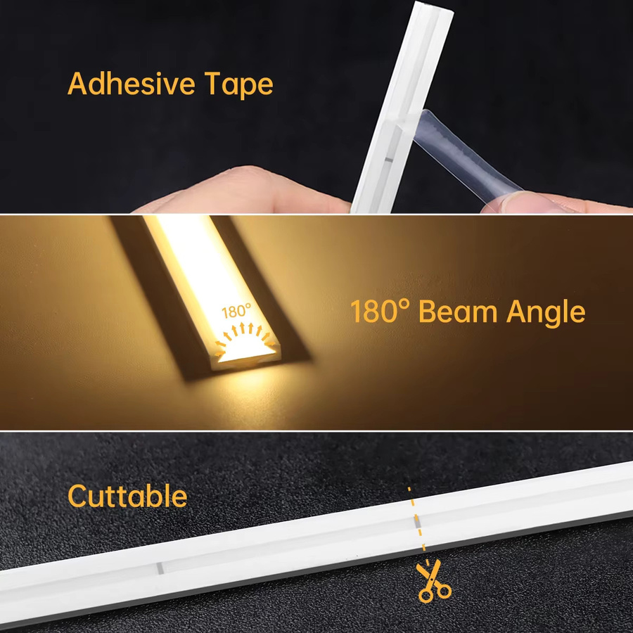Lcamaw Silikon Neon LED Lichtstreifen 24V Warmweiß mit Tuya Smart WiFi APP-Steuerung für Alexa und Google Assistant, selbstklebend - Bild 4