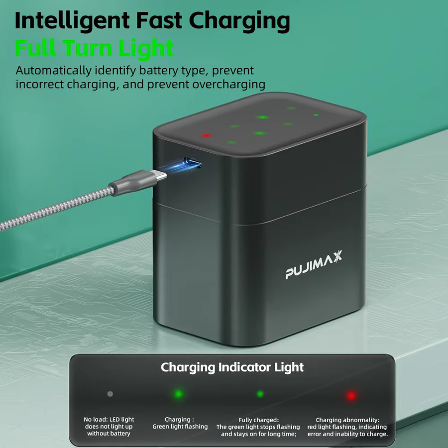 PUJIMAX Li-Ion AA-Akkus 1,5 V mit 3400 mWh und Ladegerät für Radiowecker und Videospiele - Bild 4