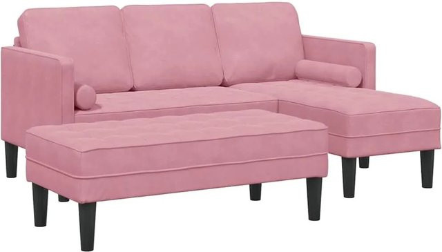 vidaXL Sofa Set 2-teilig in Rosa mit Kissen, modernes L-Shape Polstersofa aus Polyester für dein Wohnzimmer - Bild 1