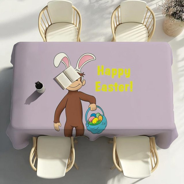 Schmutzabweisende G-George Cartoon-Tischdecke aus Polyester in Schwarz und Lila, rechteckig - Bild 1