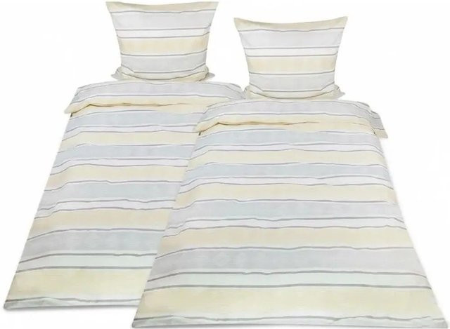 Beautissu Viola Bettwäsche 4-teilgig aus Biber in Beige mit Deckenbezug und Kissenbezug, Maße: Breite: 135 cm, Höhe: 200 cm, Breite: 80 cm, Höhe: 80 cm - Bild 1