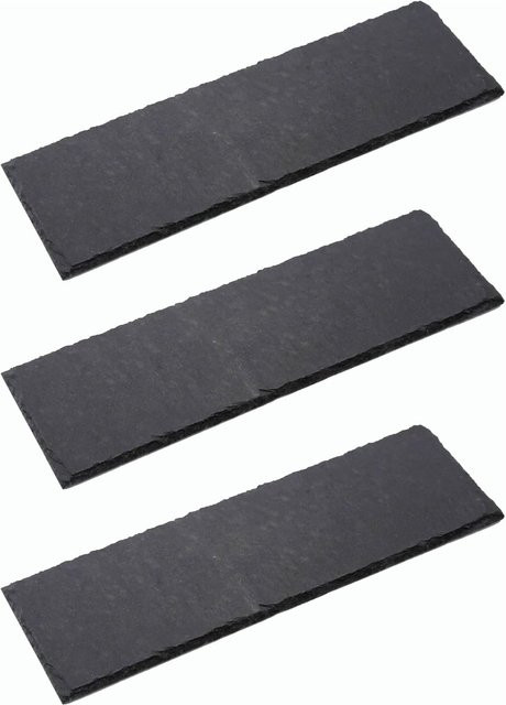 Novaliv Schieferplatten Set aus Anthrazit, 3er Set rechteckige Servierplatten für Sushi und Buffet, B/T/H: 40 x 30 x 0,5 cm - Bild 1
