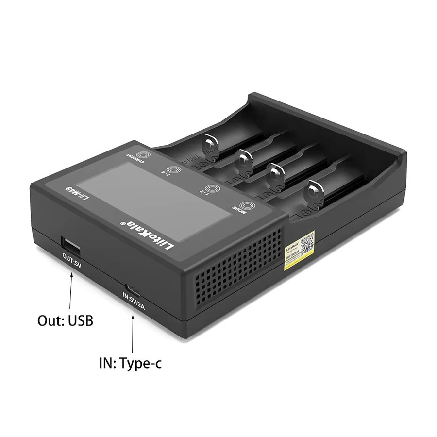 LiitoKala Lii-M4S LCD-Multifunktions-Akkuladegerät in Schwarz für 18650 21700 26650 14500 17500 18350 AA AAA A C Akkus - Bild 3