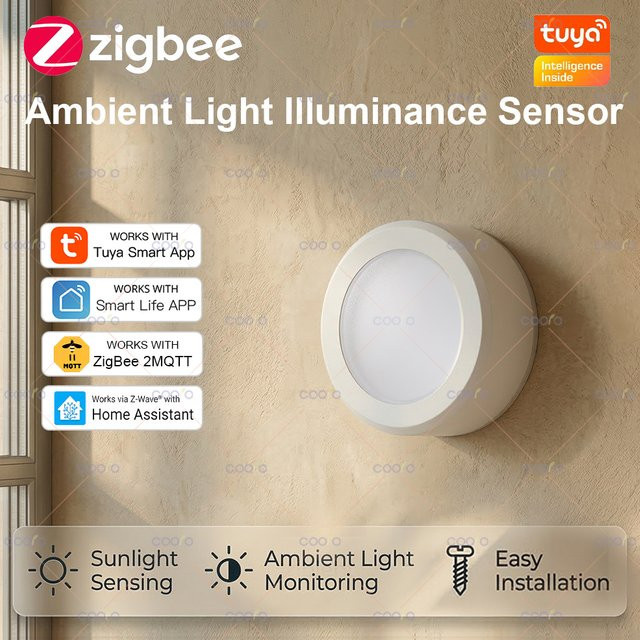Coolo Zigbee Umgebungslichtsensor zur Helligkeitsüberwachung in Weiß für Tuya Smart Life (Z2M Hub erforderlich) - Bild 1