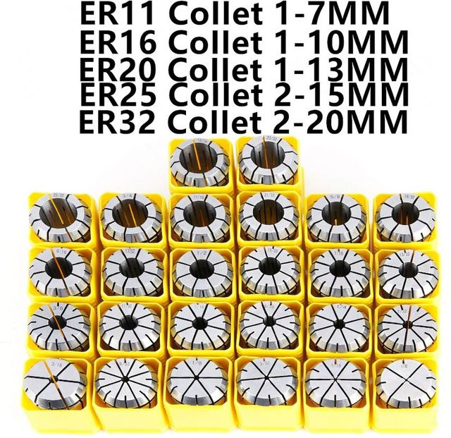MEMEX Spannzangen-Set in Silber mit 0,008 Genauigkeit für ER8 ER11 ER16 ER20 ER32 ER40 CNC-Drehwerkzeuge und Graviermaschinen - Bild 1