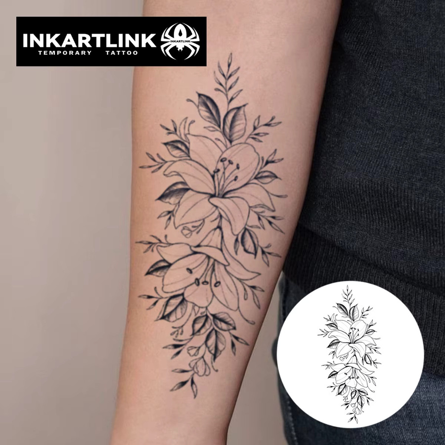 Temporäres Blumen-Tattoo, wasserfest, semi-permanent, hält bis 15 Tage - Bild 2