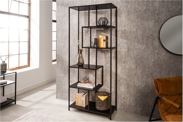 Bücherregal SLIM LINE Industrial von riess-ambiente in Esche Schwarz mit sechs Regalböden, Höhe: 185 cm - Bild 1