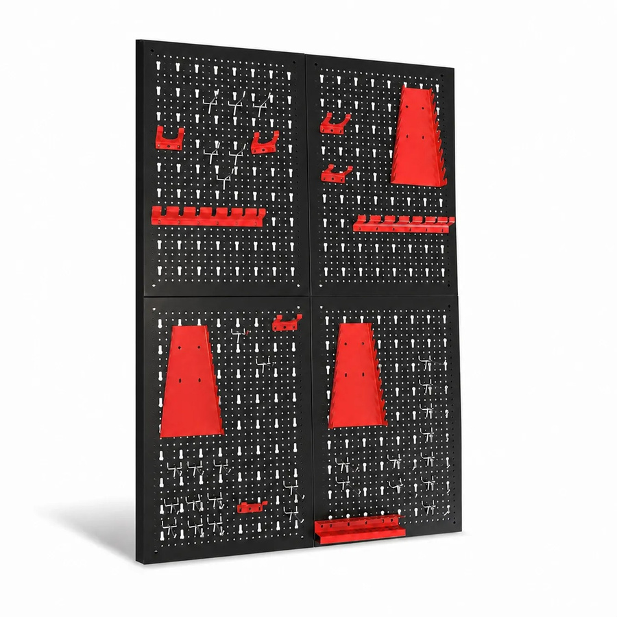 PROREGAL Werkzeug Lochwand Set ARES aus Metall in Schwarz, B: 160 cm, H: 60 cm, inklusive 39 Haken und Halterungen - Bild 2