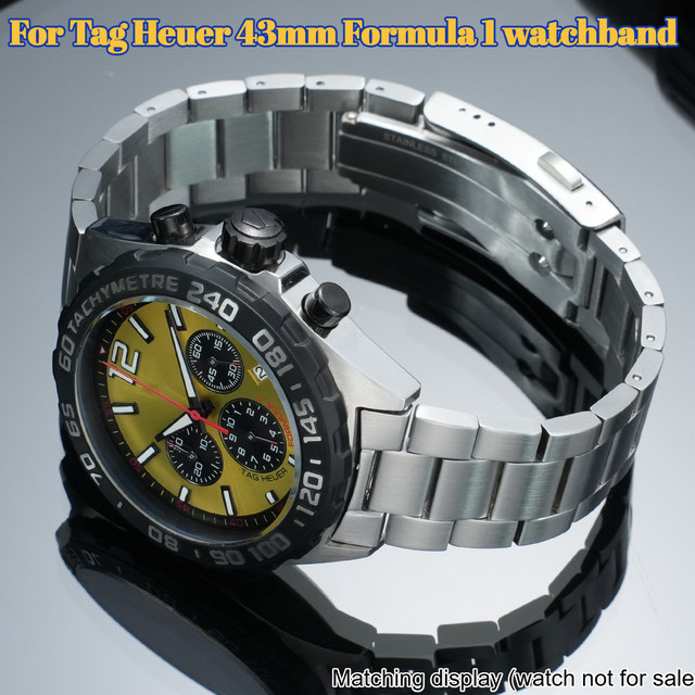 TAG HEUER Uhrenarmband Edelstahl, Silber, Herren, 21,5 mm, gebogenes Ende - Bild 1