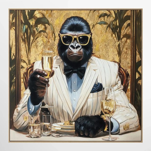 ArtUniverse Leinwandbild Boss Mode Modernes Motiv in Gold und Multicolour B/B: 100 x 100 cm - Bild 1
