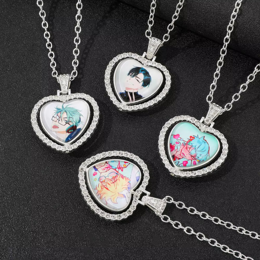 Halskette KF Ornament, Pfirsich-Herz-Anhänger, Silber, Zirkonia, Unisex - Bild 3