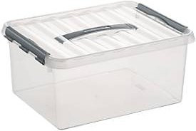 Sunware Aufbewahrungsbox Q-line transparent mit anthrazitfarbenem Deckel und Griff, 15 l, B: 30 cm, T: 40 cm, H: 18 cm - Bild 1