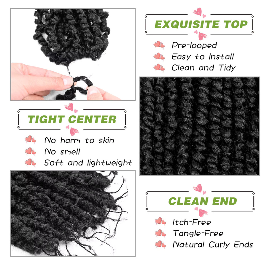 DinDong Synthetische Passion Twist Häkelhaare, 8er Pack, Damen - Bild 2