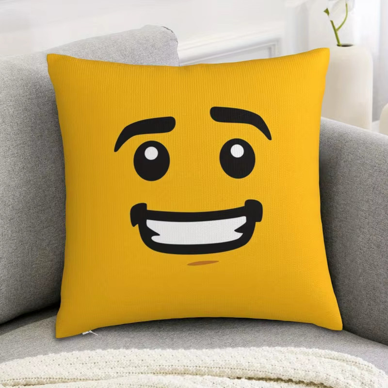 VIKAMA Happy Face Dekorativer Kissenbezug, Gelb, 40 x 40 cm - Bild 3