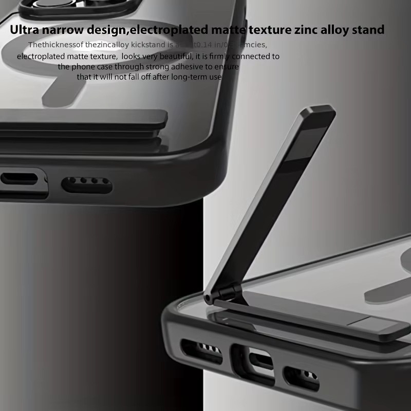 UYUXIO 2-in-1 Magnetische Handyhülle mit Metallständer für iPhone 17 16 15 14 13 12 11 Pro Max Plus Mini in Schwarz - Bild 3