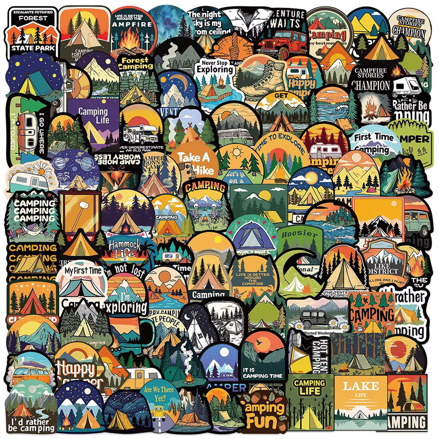 Charile Retro Outdoor-Abenteuer Camping-Aufkleber, Sticker, 10/30/50/100 Stück - Bild 2