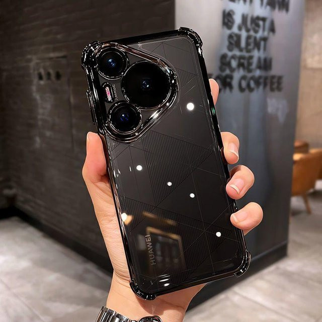 Stoßfeste Schutzhülle für Huawei Pura 80 Ultra, Pura 80 Pro und Pura 80 in Transparent mit galvanisierter Oberfläche und verstärkten Ecken - Bild 1